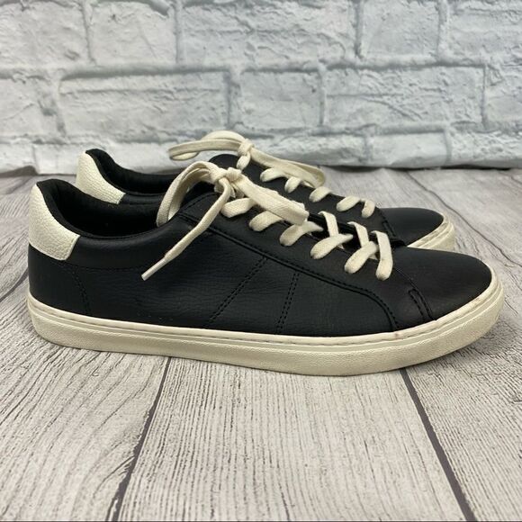 Old Navy tie up sneakers black w/white soles sz 7 - Picture 1 of 7